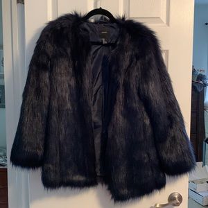 Navy faux fur jacket